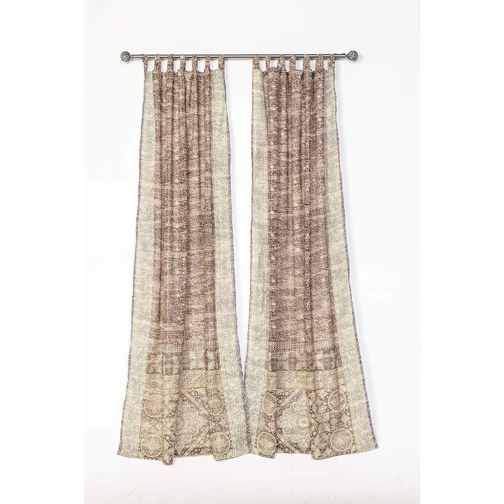 

Light-Filtering Sari Colorful Curtains – Boho Curtains, Bed Canopy Panel, Wall Tapestry or Window Treatment For Bedroom or Livin