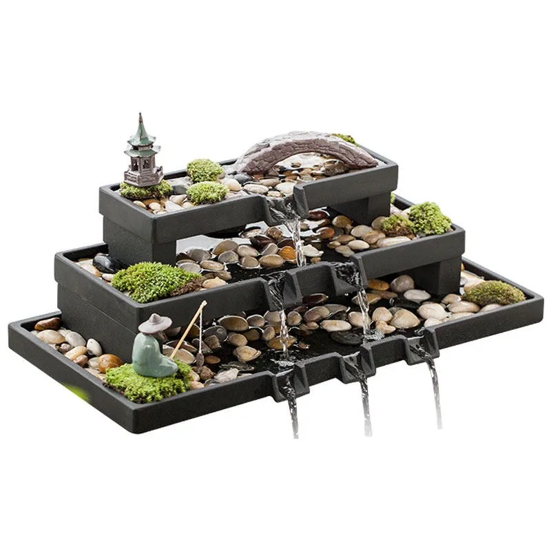 Modern Lotus Stone Trough Water Feature Aquarium Fish Tank Circulation Waterfall Flow Device For Garden Landscape Ornament