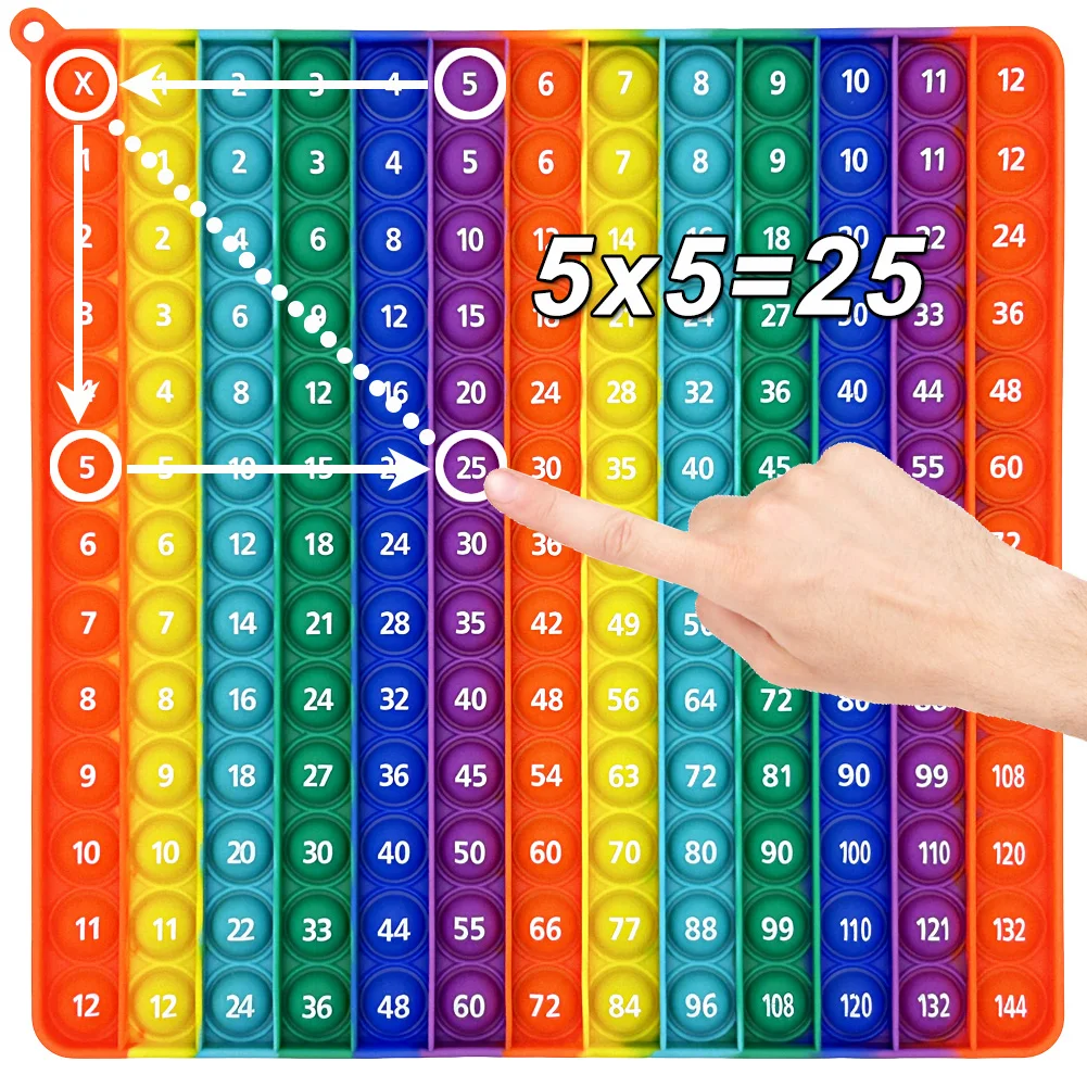 12x12 Multiplication Game Pop Toys, Math Learning Educational Toy Manipulatives for Kids Preschool Kindergarten Classroom, Push