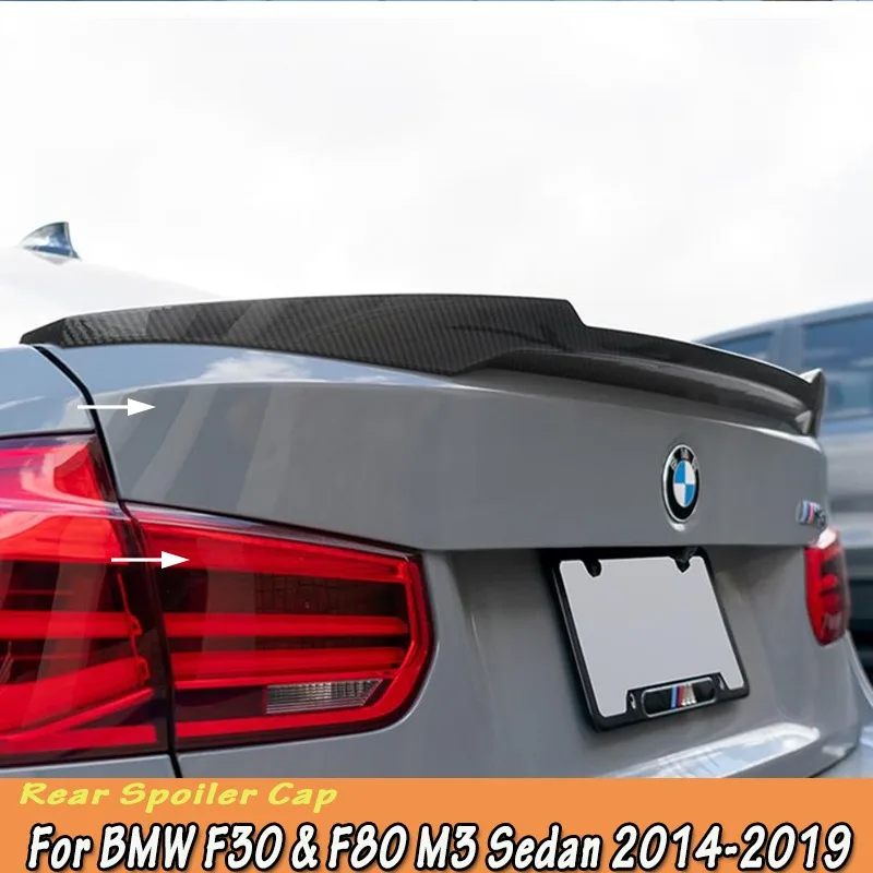 

M4 M Performance Style Carbon Look Rear Spoiler Cap For BMW F30 & F80 M3 3 Series Sedan 2014-2019 Rear Trunk Roof Spoiler Wing