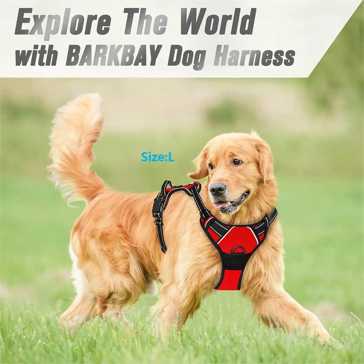 No Pull Dog Harness Front Clip Heavy Duty Reflective Easy Control Handle For Large Dog Walking_voghion.com
