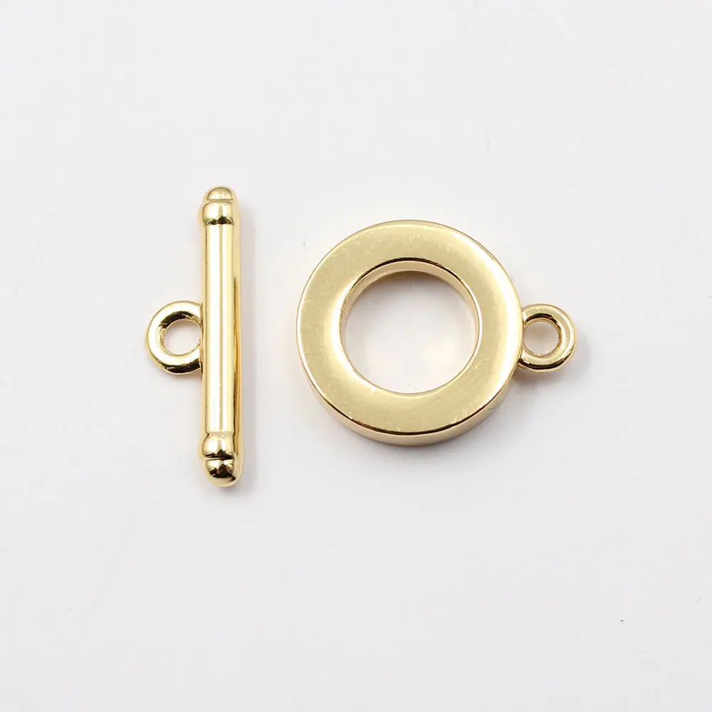 

APDGG 10 Pcs Circle Round Copper Yellow Gold Plated OT Clasps For Pearl Bracelets Necklaces Making DIY Craft Accessories