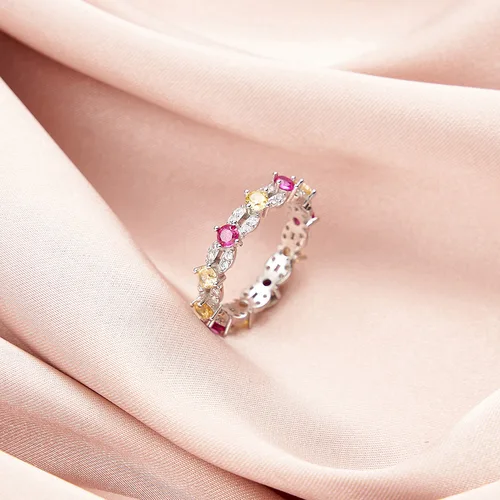 Effie Queen 925 스털링 실버 이터니티 반지, 레드 & 옐로우 AAAA 스파클링 라운드 큐빅, 사이즈 5, 6, 7/8, EQR58 선물 Best5 Effie Queen 925 스털링 실버 이터니티 반지, 레드 & 옐로우 AAAA 스파클링 라운드 큐빅, 사이즈 5, 6, 7/8, EQR58 선물 Best5