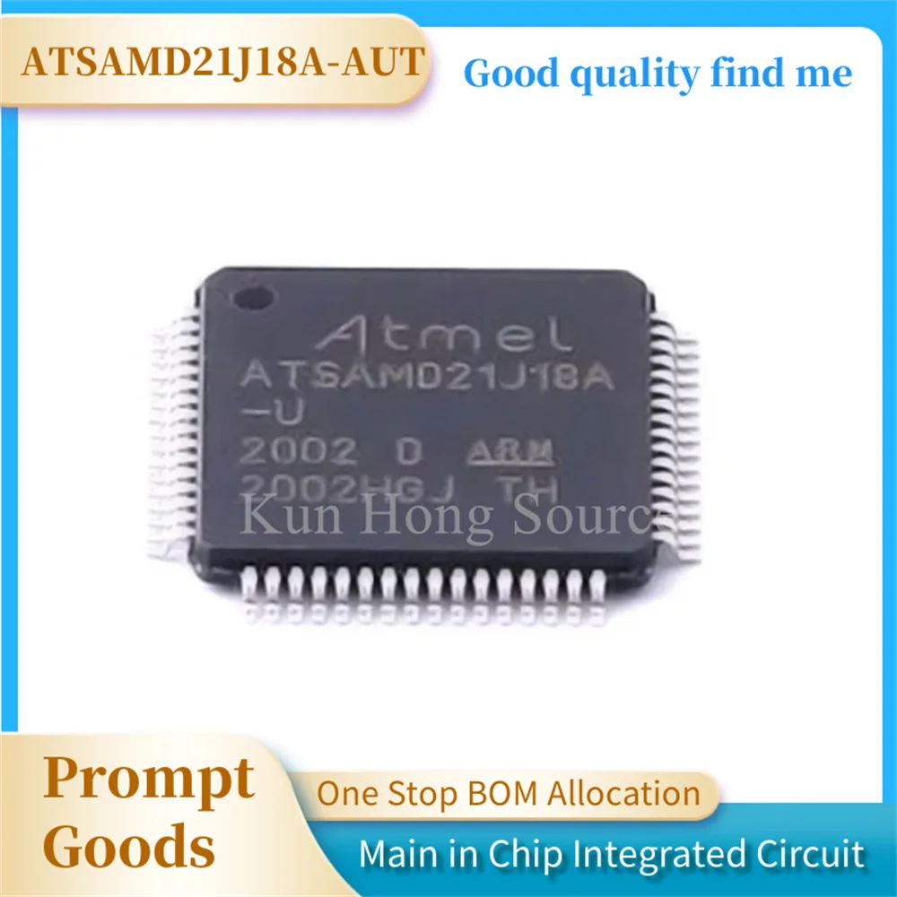 1pcs/Lot ATSAMD21J18A-AUT TQFP-64 ARM Microcontrollers - MCU 256KB 32KB GRN1.6-3.6V48MHz Operating Temperature:- 40C-+ 85 C