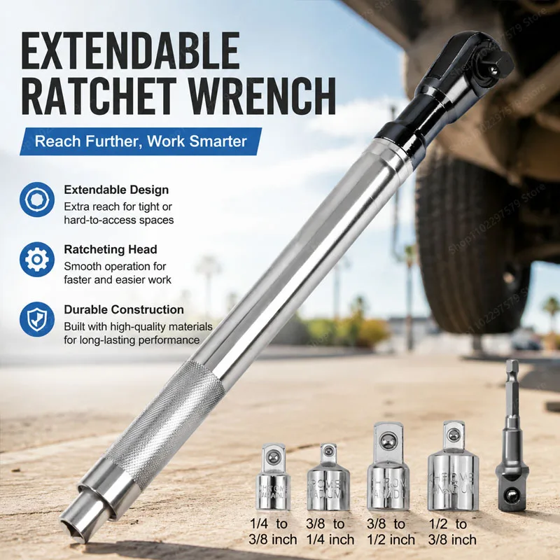 Ratchet Wrench Set, Multi‑Functional Fast Ratchet Wrench, Multi‑Specification Conversion Head, Auto Repair Socket Repair Tool.