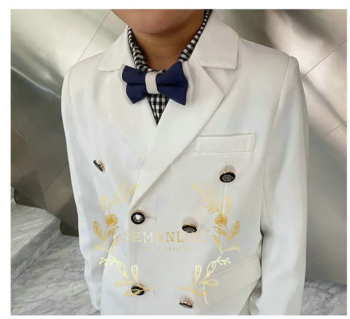 Boys Suit Wedding Tuxedo 2Piece Shawl Collar Blazer Pants Kids Formal Jacket Set White 3-16 Year Complete Outfit Double Breasted