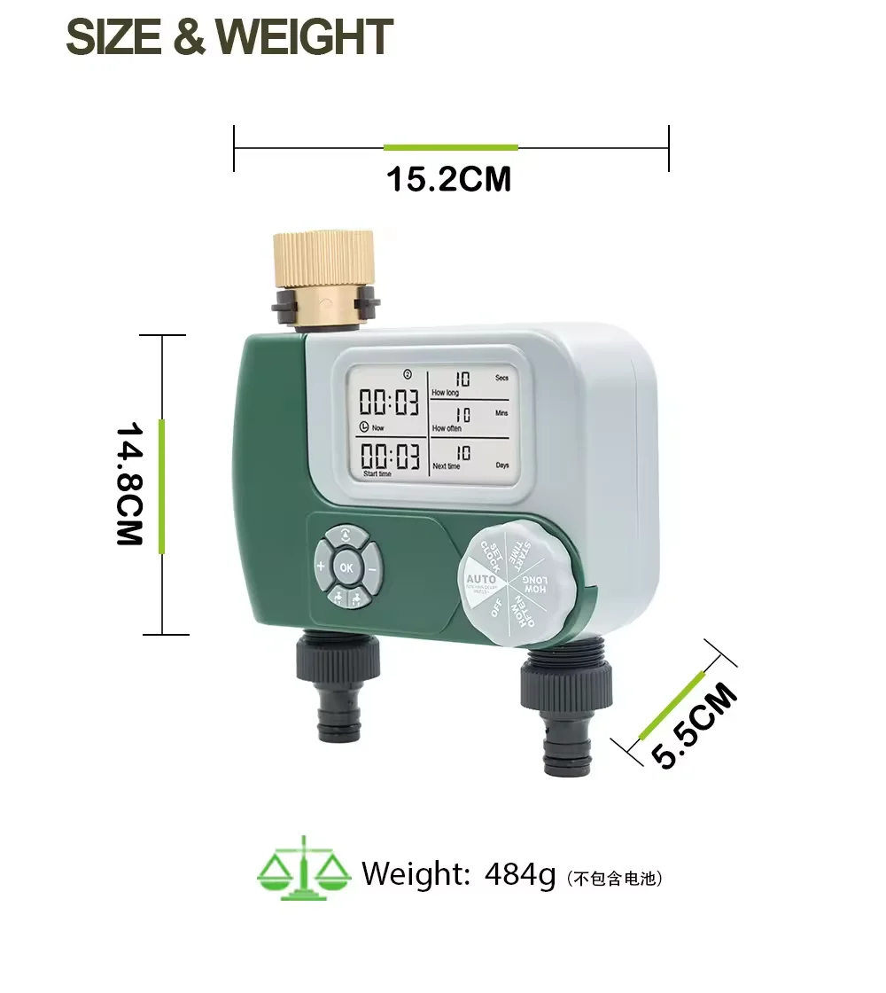 Double Metal Connector Water Outlet Irrigation Timer For Small Garden Automatic Control Watering Timer Kit Watering Timer