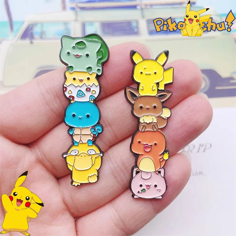 

2024 New High Quality Pokémon Cute Brooch Pin Canvas Creative Personality Pikachu Metal Badge Pocket Enamel Pin Children Like It