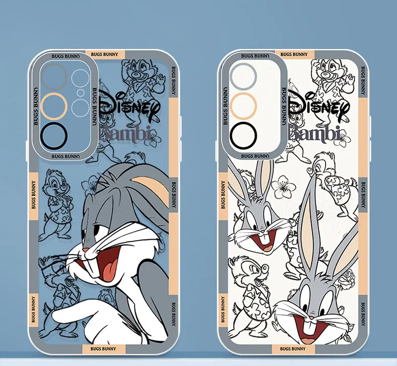 Disney Bugs Bunny For Samsung Galaxy S23 S22 S21 S20 FE Ultra Plus S10 A11 A23 Lite 5G Angel Eyes Liquid Phone Case