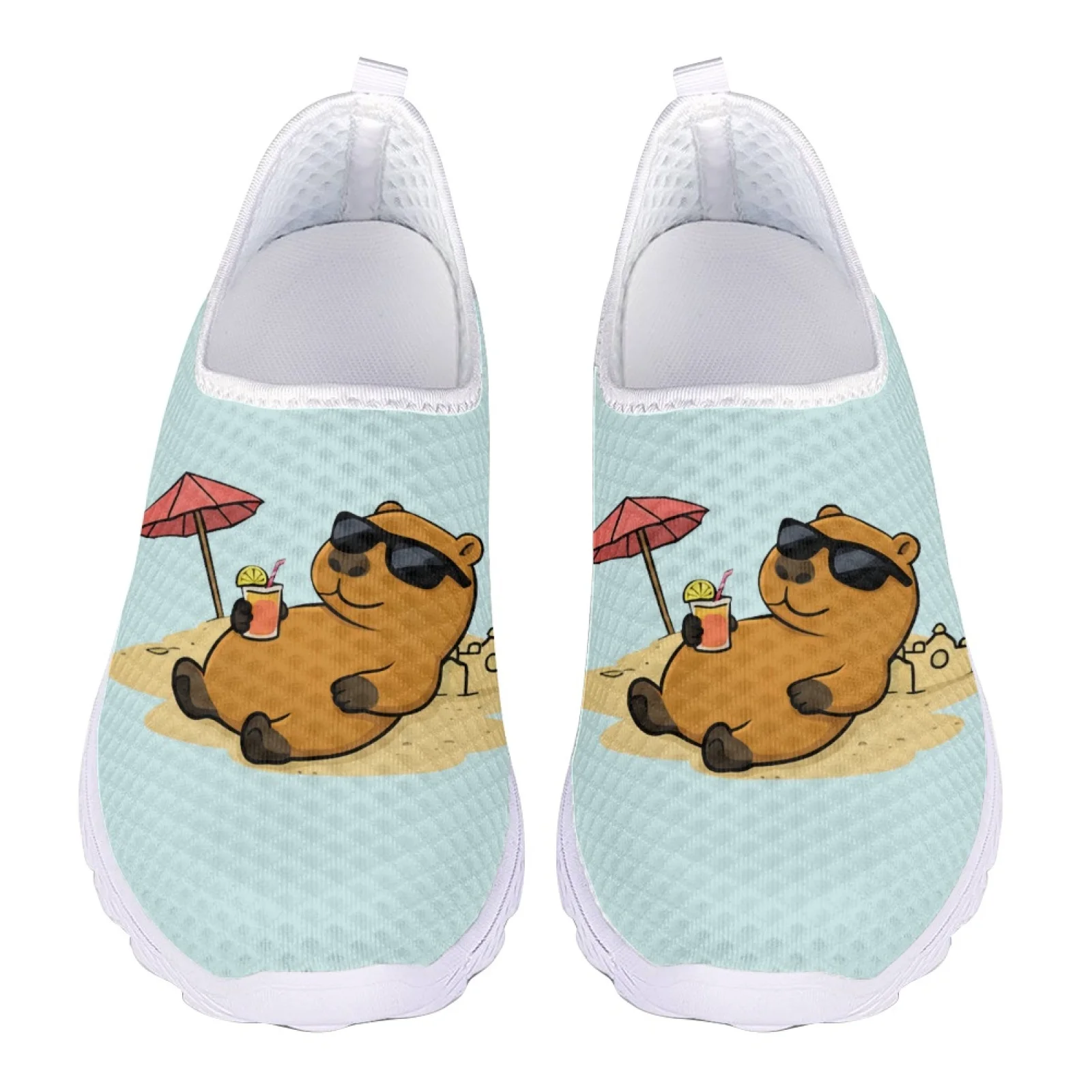 

Легкие женские летние лоферы-слипоны с 3D-принтом мультяшной капибары, сетчатые, повседневные, большие размеры, модель 2026