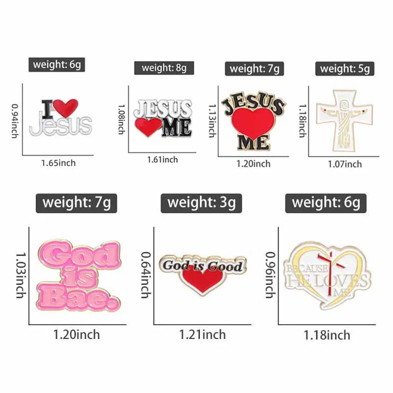 Jesus Love Me  Collected Enamel Pins Custom Christian God Is Good Metal Brooches Backpack Lapel Badge Jewelry Gift for Friends