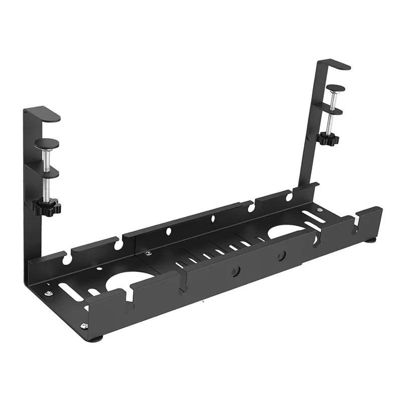 Sin perforación extensible debajo del escritorio gestión de cables bandeja de cables de Metal debajo del escritorio con abrazadera soporte de cable de regleta retráctil