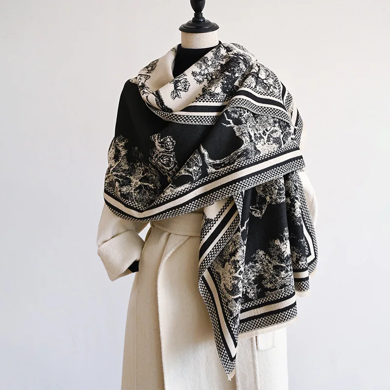

Luxury Thick Blanket Shawl Winter Warm Print Cashmere Scarf Women 2024 New Wraps Bufanda Pashmina Female Travel Poncho Stoles