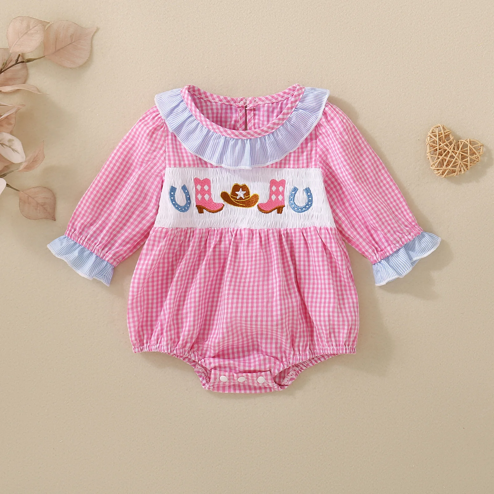 Spring Autumn Baby Girl Denim Boots Embroidered Long Sleeve Triangle Blanket Wrap for Infants