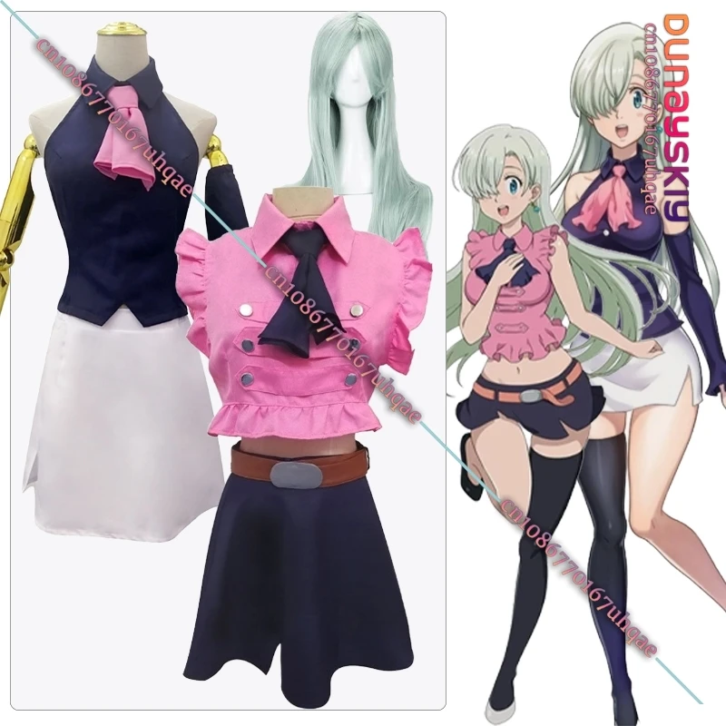 Anime The Seven Deadly Sins Elizabeth Liones Cosplay Costume Summer Dress Girls Pink Dress Uniforms Women's skirts Role-Playing