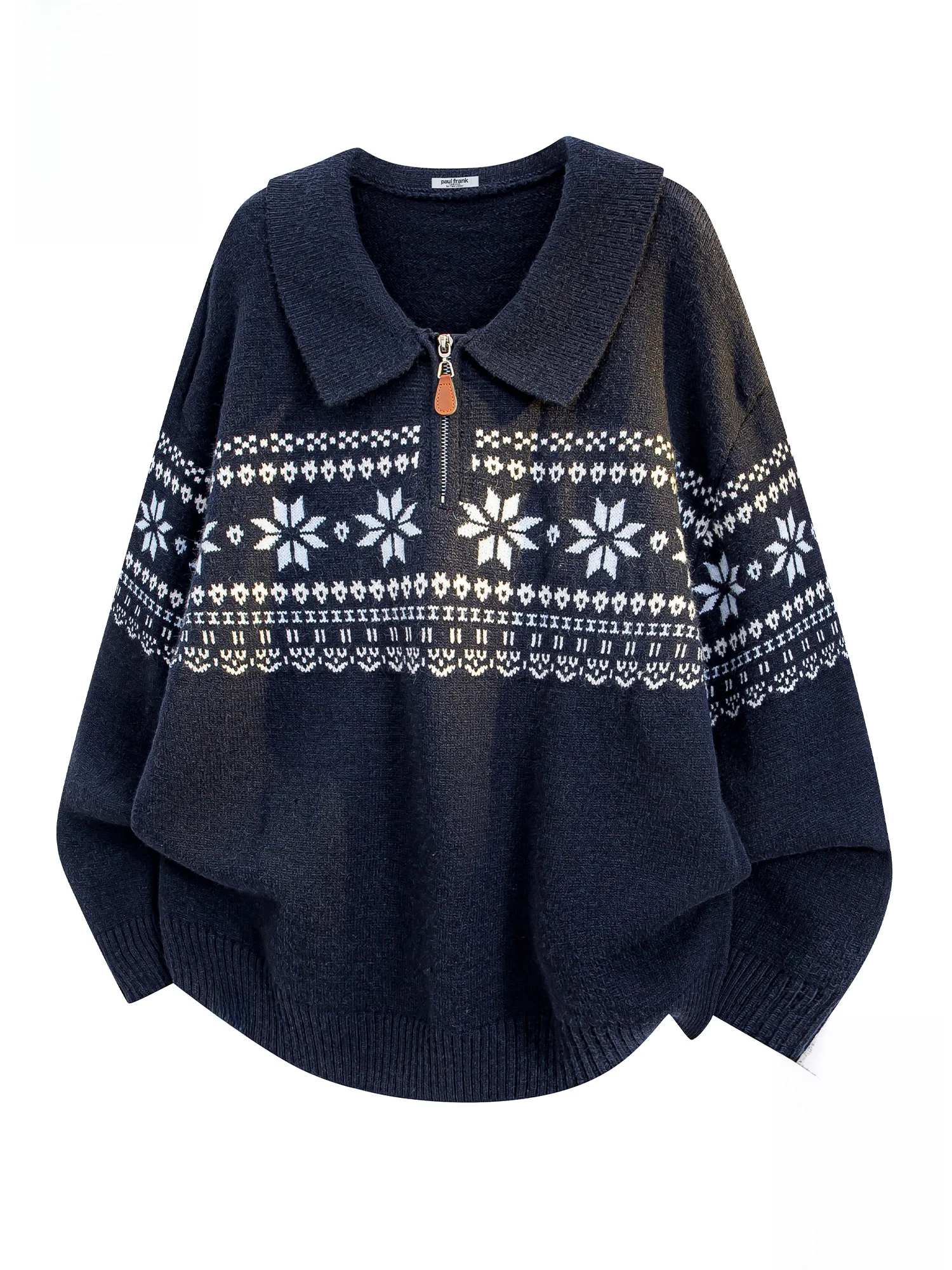 

Мужской теплый вязаный свитер Paul Frank Heavyweight с молнией, свободный повседневный пуловер с геометрическим узором, смесовая ткань из полиэстера