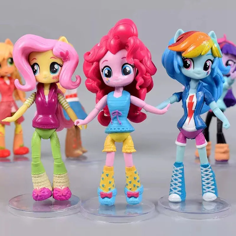 7pcs My Little Pony อะนิเมะ Action Figures ตุ๊กตาสะสม Twilight Sparkle Rainbow Dash Applejack Fluttershy สําหรับเด็ก