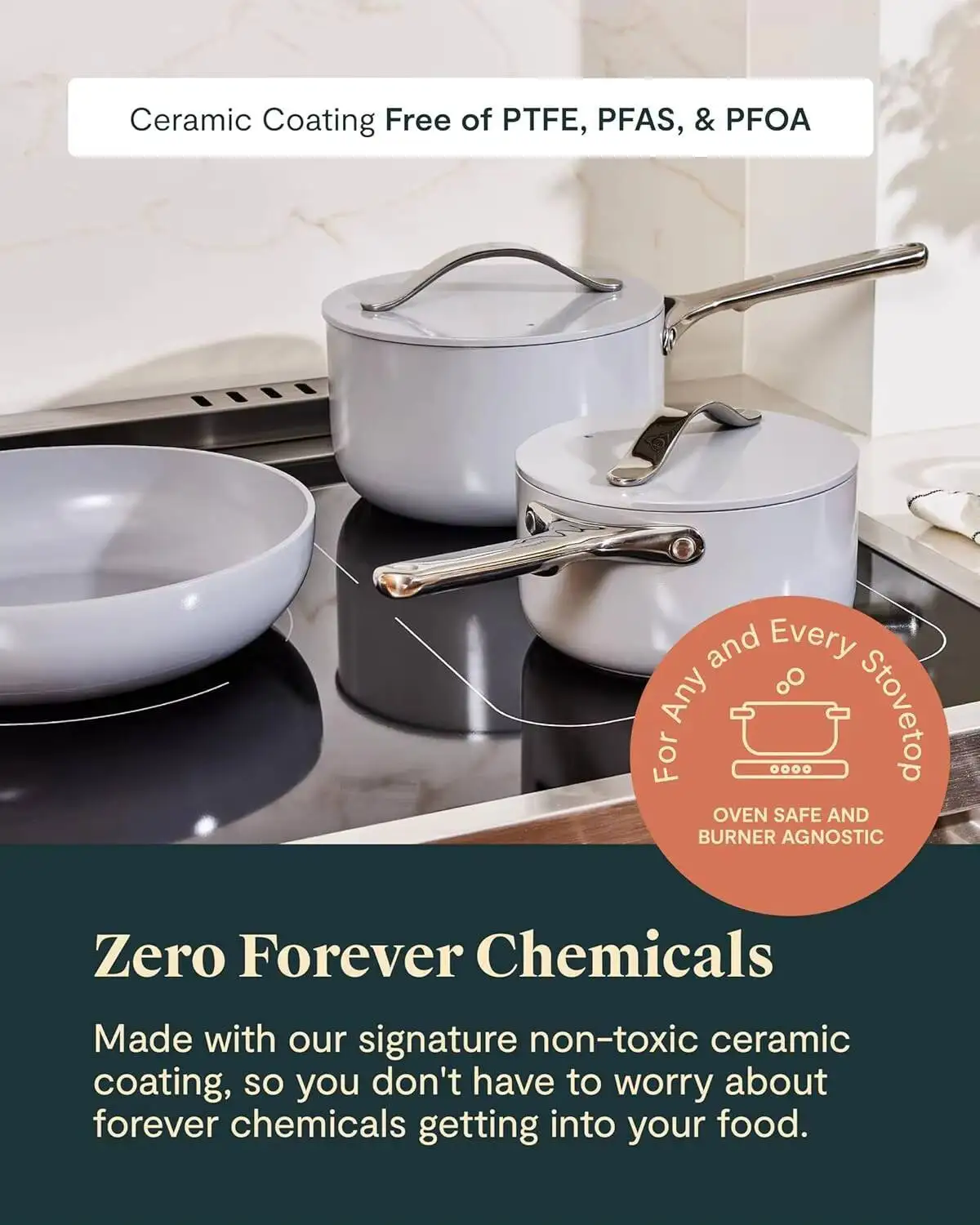 طقم أواني طهي سيراميك غير لاصقة من كارواي (12 قطعة) أواني ومقالي وأغطية لتخزين المطبخ - غير سامة - آمنة للفرن ومتوافقة مع