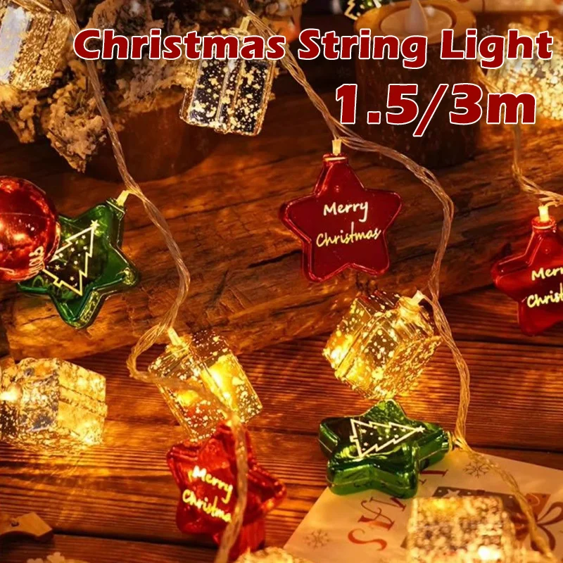 

2025 Christmas Light String Candy Cane Santa Snowman Lamp Xmas Tree Hanging Ornaments Merry Decor
