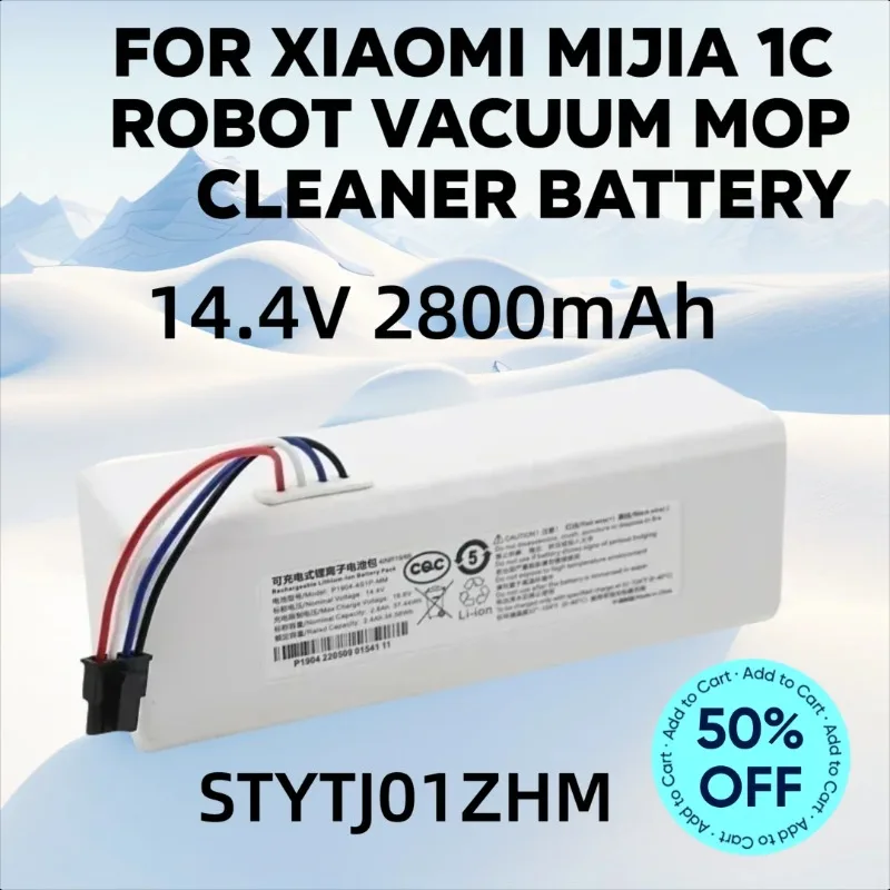 

14.4V 2800mAh STYTJ01ZHM for Xiaomi Mijia 1C Robot Vacuum Mop Cleaner 18650 Battery