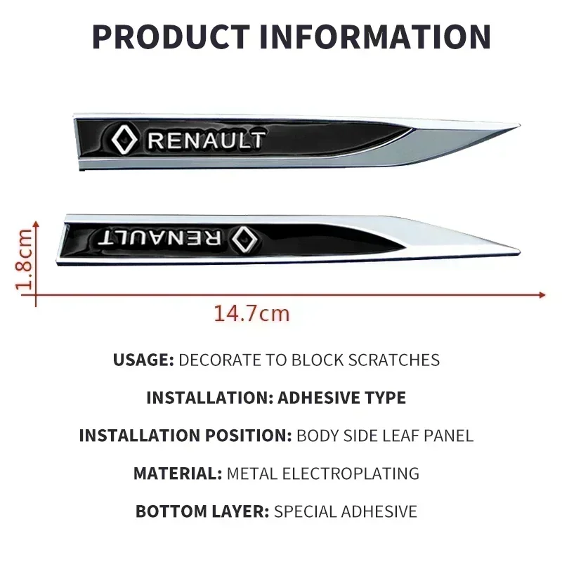 2PCS Car Body Side Label Blade Badge Sticker Decal For Renault Megane 2 3 4 RS Grand Scenic Clio 4 Captur Duster Accessories view 6