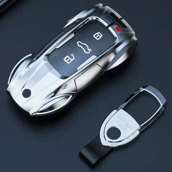 Zinc Alloy Car Key Case Cover with Boutique Metal Leather Keychain for AUDI A6 A4 A3 Q2 Q3 Q5 Q7 A7 A8 Car Key Shell Protector