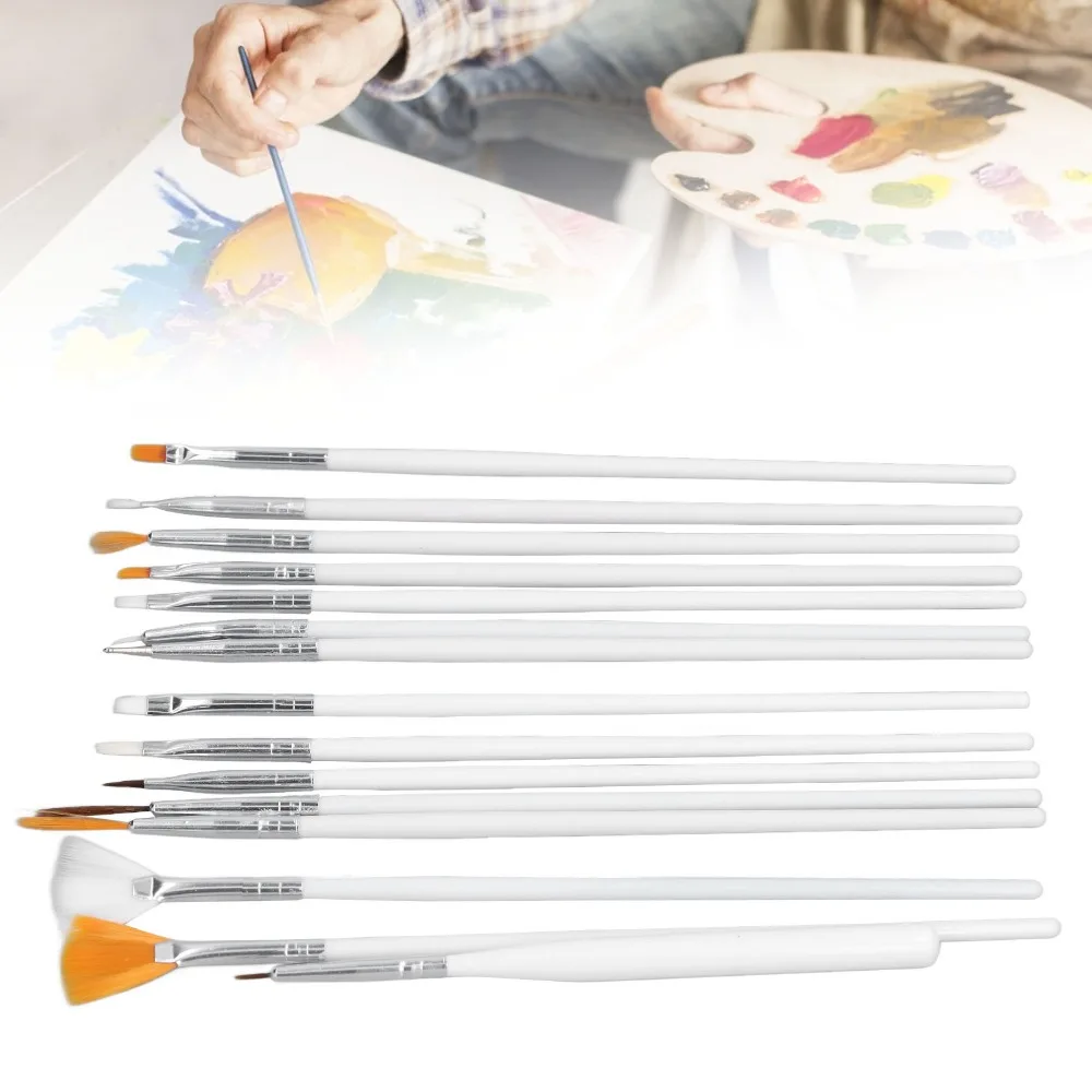 2 Set Synthetic Brush Nail Art Brushes Multi Tip Size Light Handle Liner Brushes Tapered Brush Head Transparent Shaft