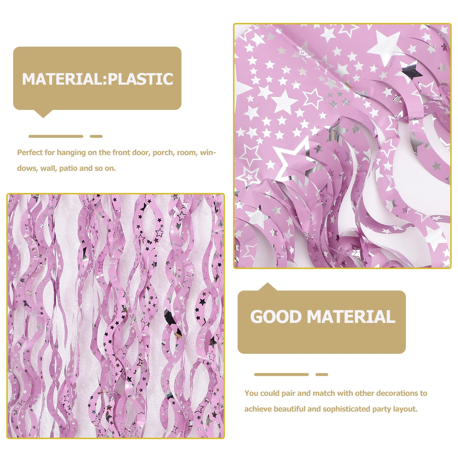 

3 Sets Metal Foil Tassel Curtains Backdrop Party Decorations Fringe Colorful Girl Plastic Birthday Baby