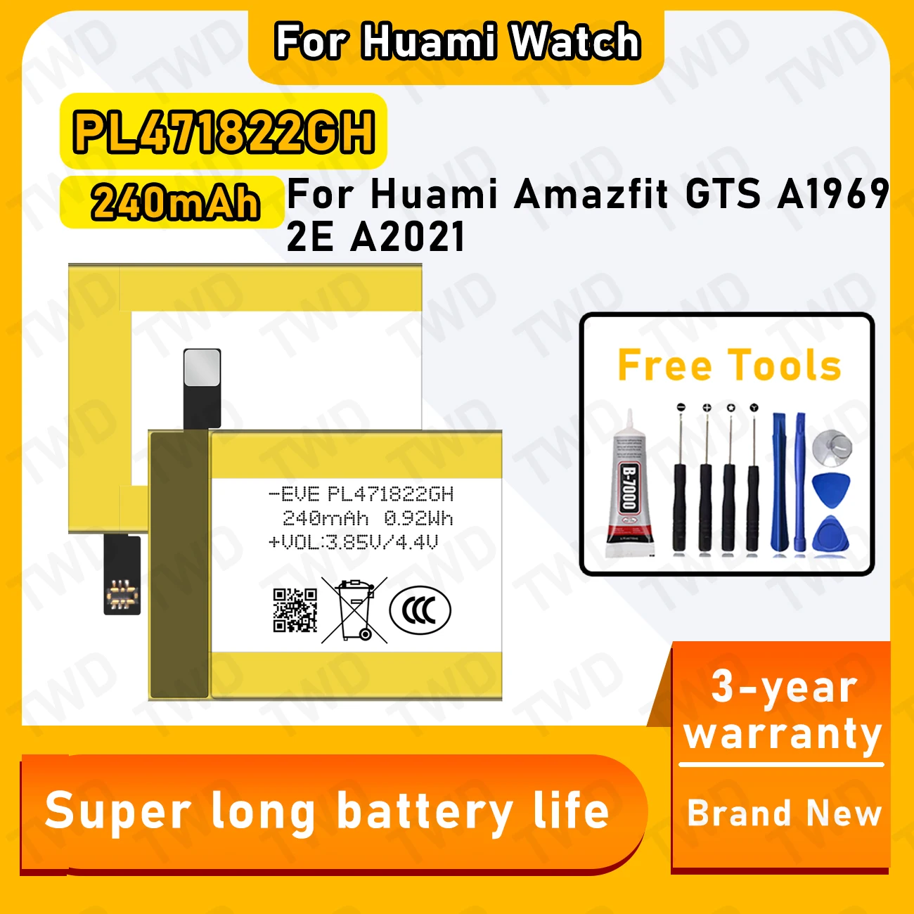 

PL471822GH Large capacity Battery For Huami Amazfit GTS/A1969 Batteries New High Quanlity+Free Tools