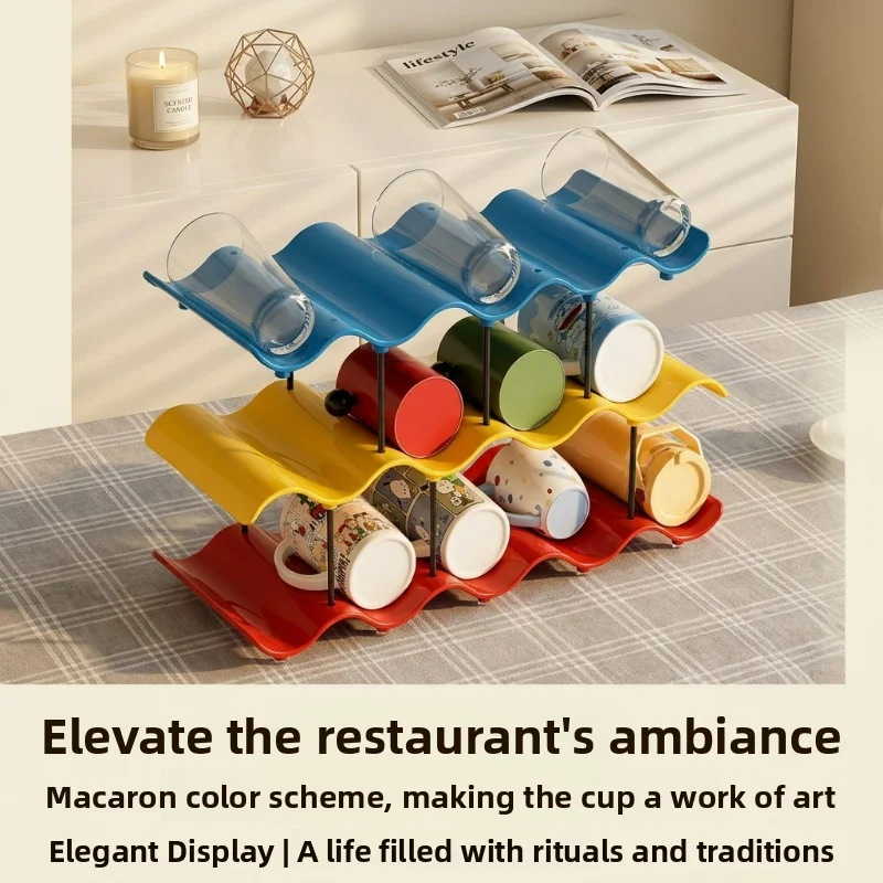 Holder Stackable Cup Holder Rack Plastic Wave Shape Desktop Storage Organizer For Mug Water Bottle Kitchen Counter Home Decor