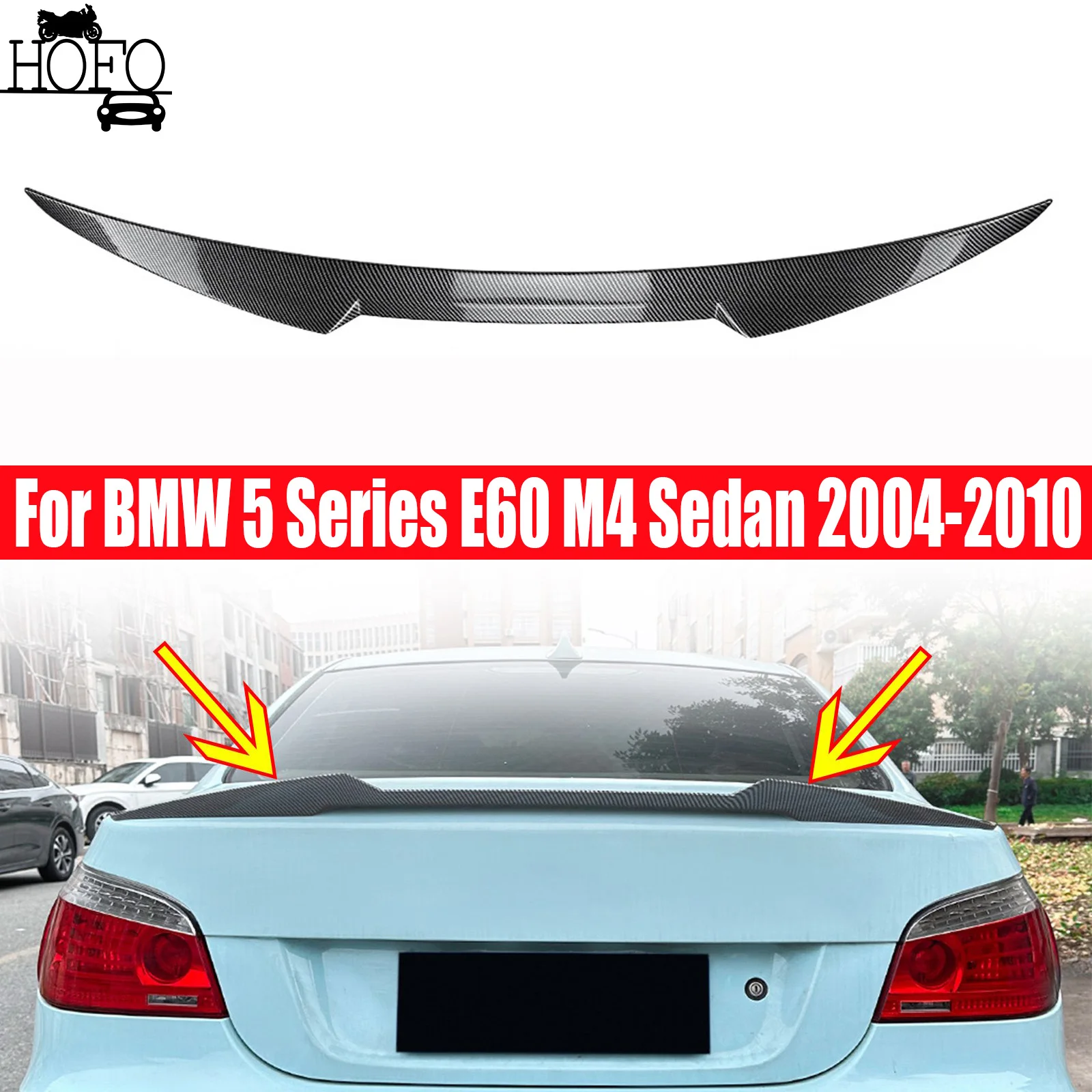

Rear Trunk Lid Spoiler Wing Carbon Fiber Look/Gloss Black Splitter Lip For BMW 5 Series E60 M4 Sedan 2004-2010