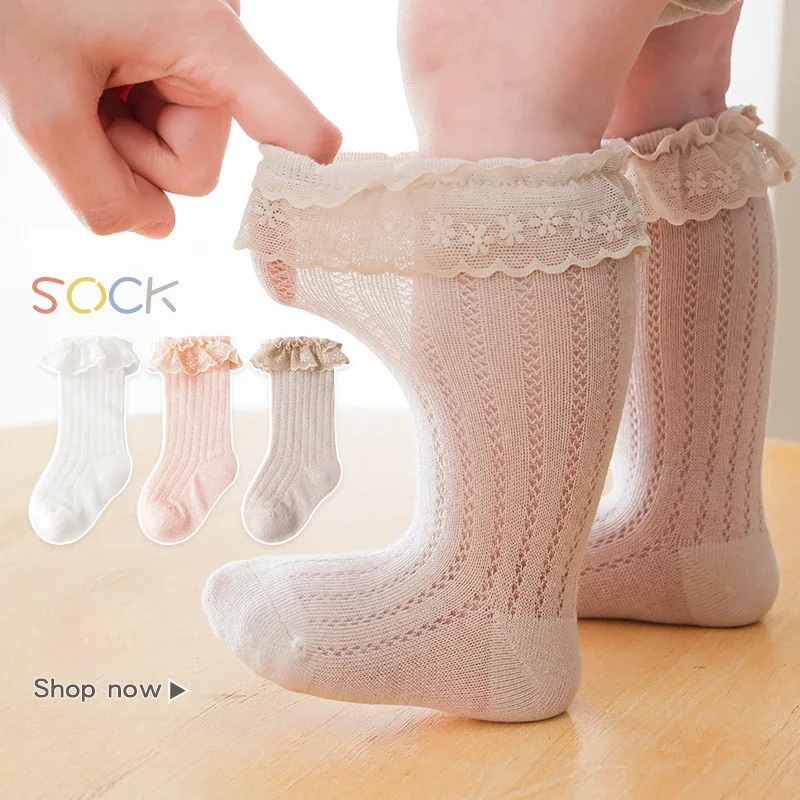 0-2 Years Old Summer Thin Korean Version of Fashion Simple Lace Princess Baby Socks Soft Breathable Leg Photo Girls Stockings