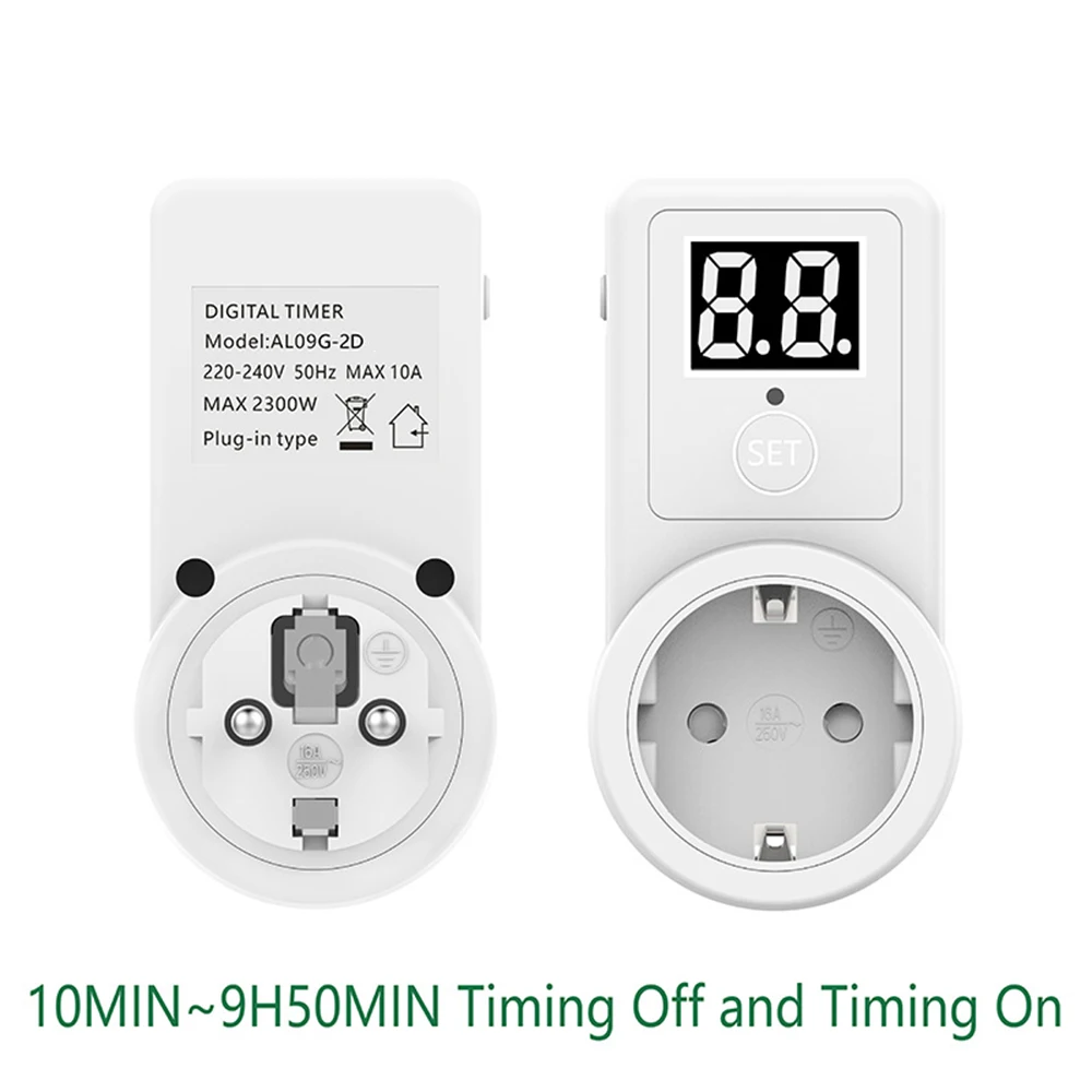 AL09G EU Plug Digital Countdown Timer Smart Control Plug-In Switch Socket Auto Power Off Electronic Device Intelligent Timing