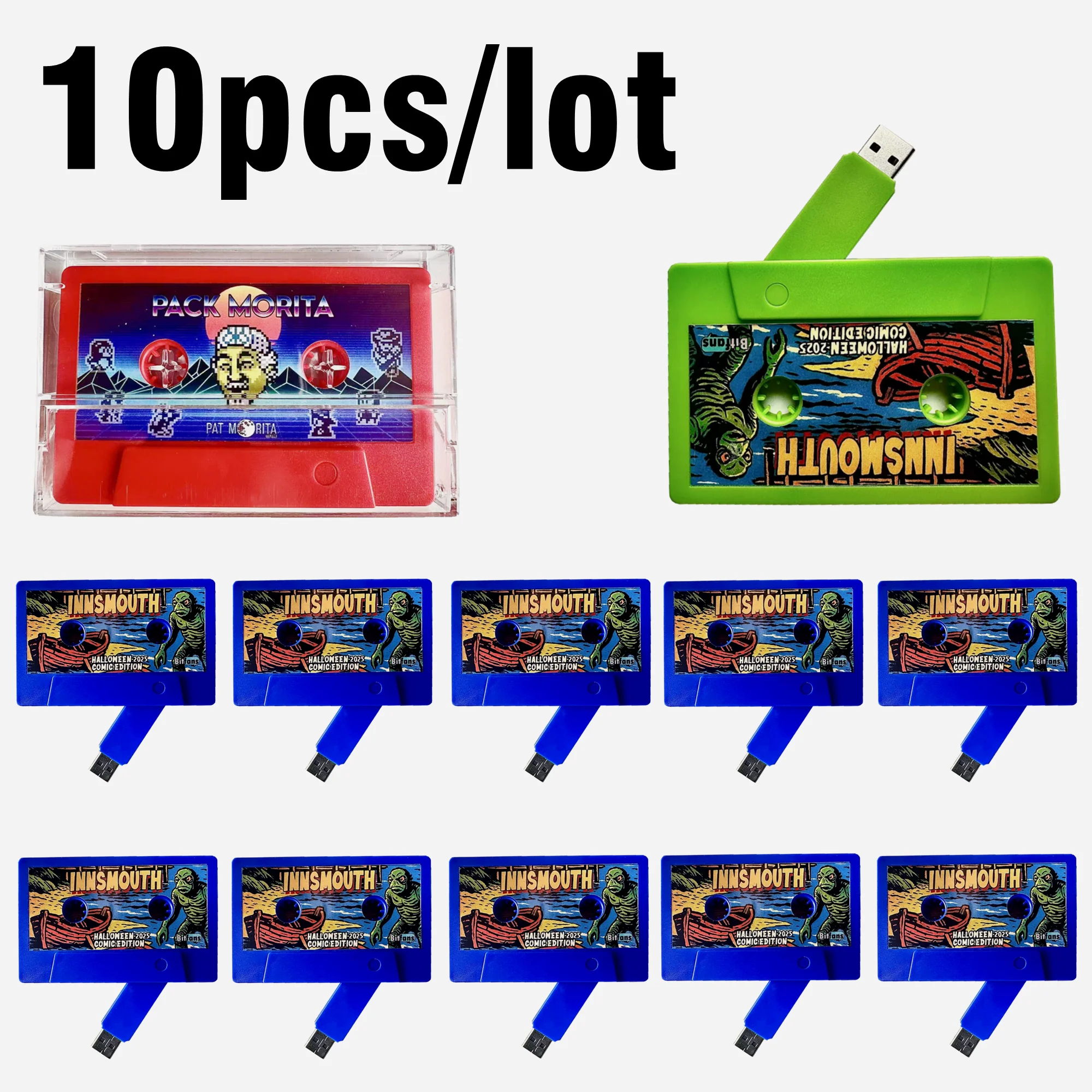 

10pcs/lot Color Cassette Model USB2.0 Flash Drive 4GB 8GB 16GB 32GB 64GB 128GB and Transparent Box Custom LOGO