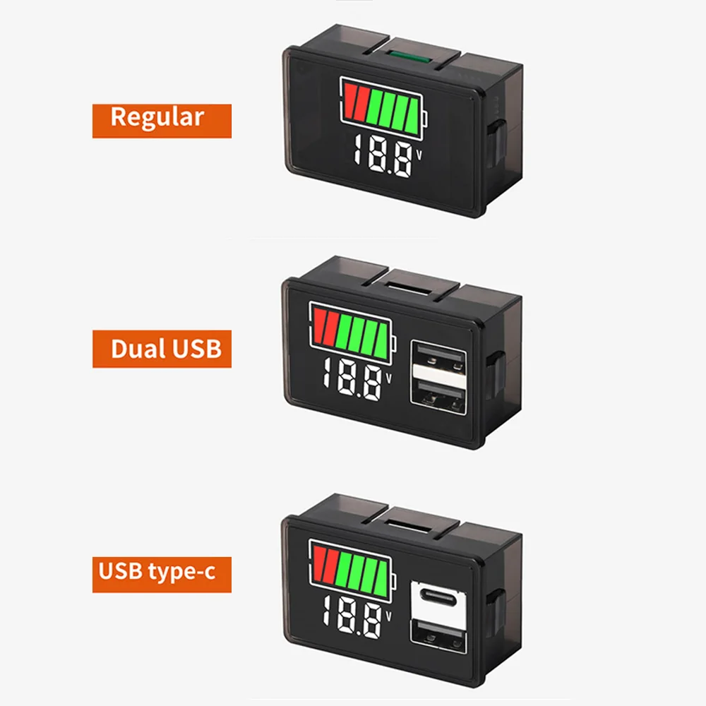 Type C USB DC8-100V 4829 Car Battery Voltmeter Charge Level Indicator Lithium Battery Capacity Meter Test Display LED Tester