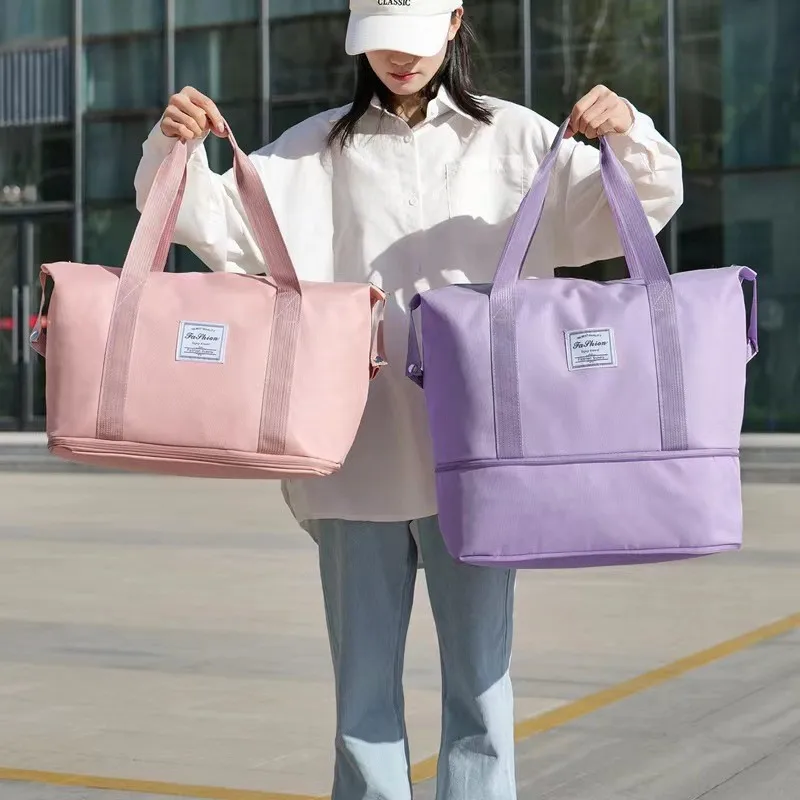 Tas Travel Jinjing Tangan Berkapasitas Besar yang Dapat Diperluas - Tahan lama, berbagai kompartemen, cocok untuk bepergian, kebugaran, yoga, tas tangan.