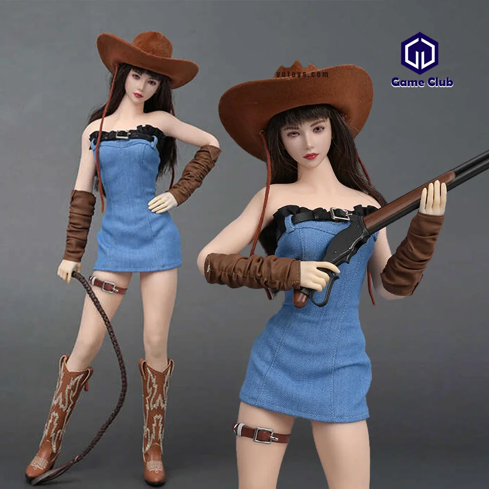 ZYTOYS ZY5058 1/6 Scale Female Soldier Western Cowgirl Off Shoulder Denim Dress Set With Weapon For 12in Action Figures Model