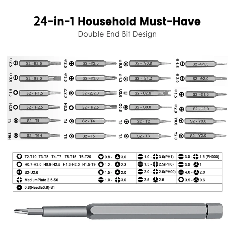 Precision Screwdriver Set 25 in 1 Screw Driver Se Hexagonal Flat Head Magnetic Screwdriver Head for iPhone PC WatchCameraGlasses