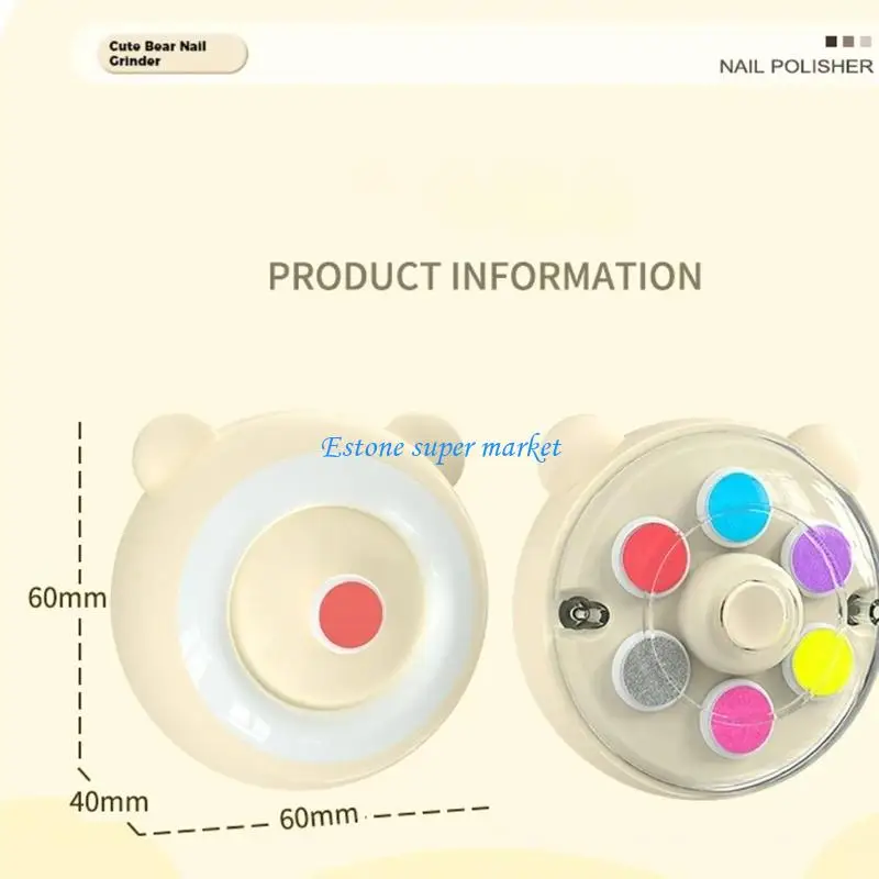 090B آلة مطحنة أظافر الرضع تصميم منخفض الضوضاء جهاز حفظ 360 درجة مع 6 وسادة بديلة لحديثي الولادة والأطفال الصغار #6