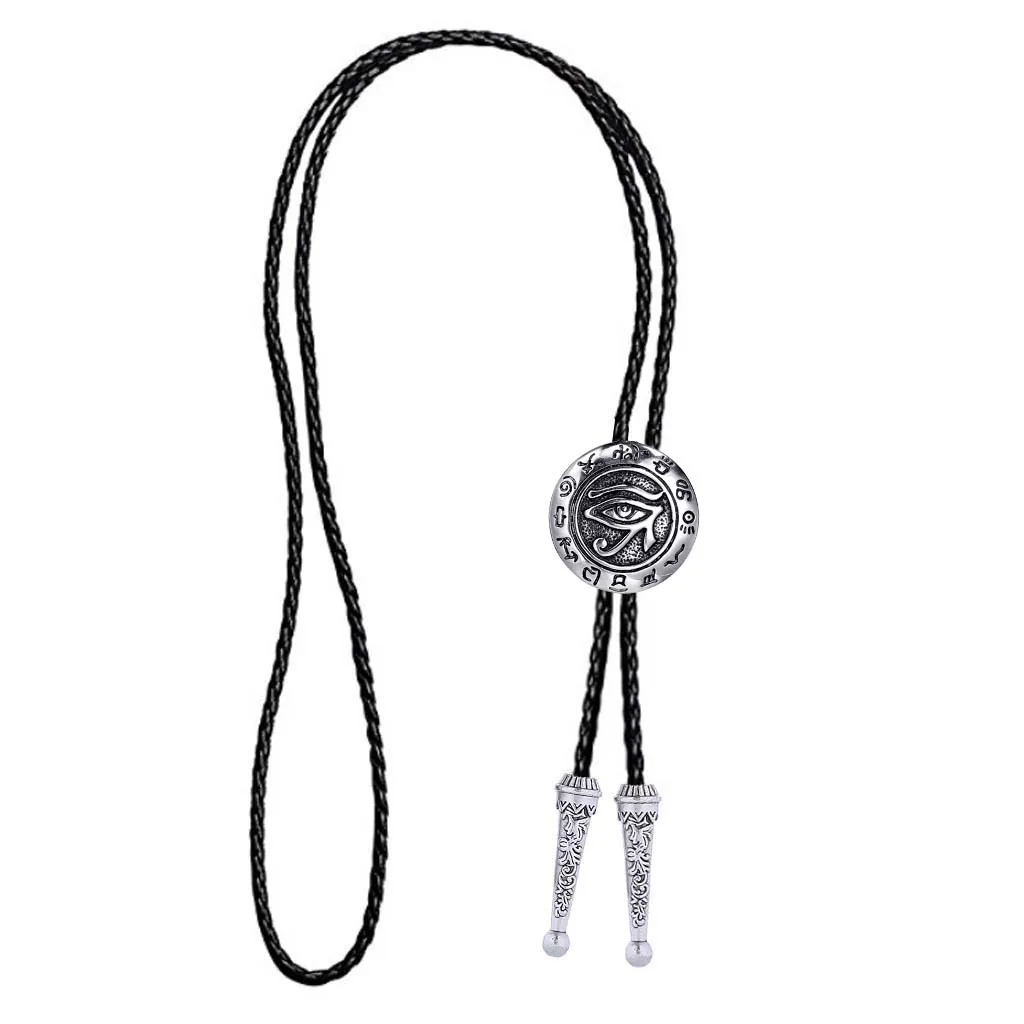 Vintage fashion eye of horus bolo tie męska i damska skórzana linka naszyjnik