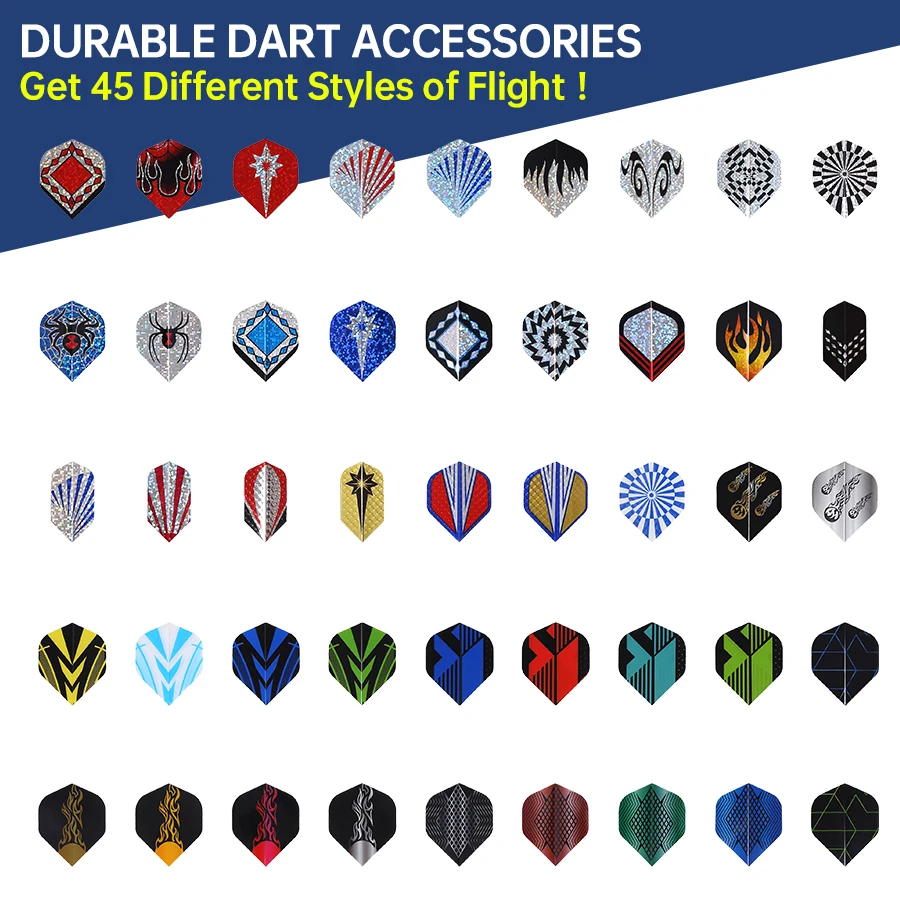 135pcs Premium Dart Flights Set - Vibrant PET, Durable Laser, and Aluminum Replacement Wings with 45 Unique Styles and 3 Materia