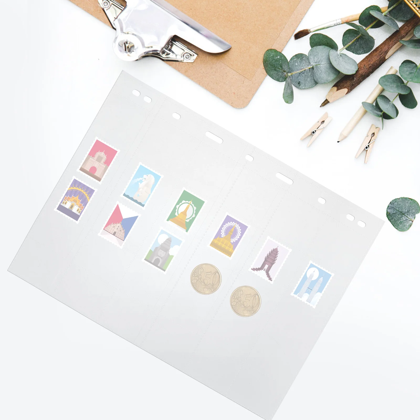 

Stamp Storage Album Pages Transparent For Coin Stamp Collecting Standard Insert Organizer Pocket Holder Collectors