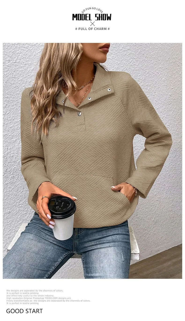Casual Long Sleeve Hoodie Regular Fit Simple Style with Pocket Stand Collar Thin Regular Length Pullover Colorblock Women Hoodie