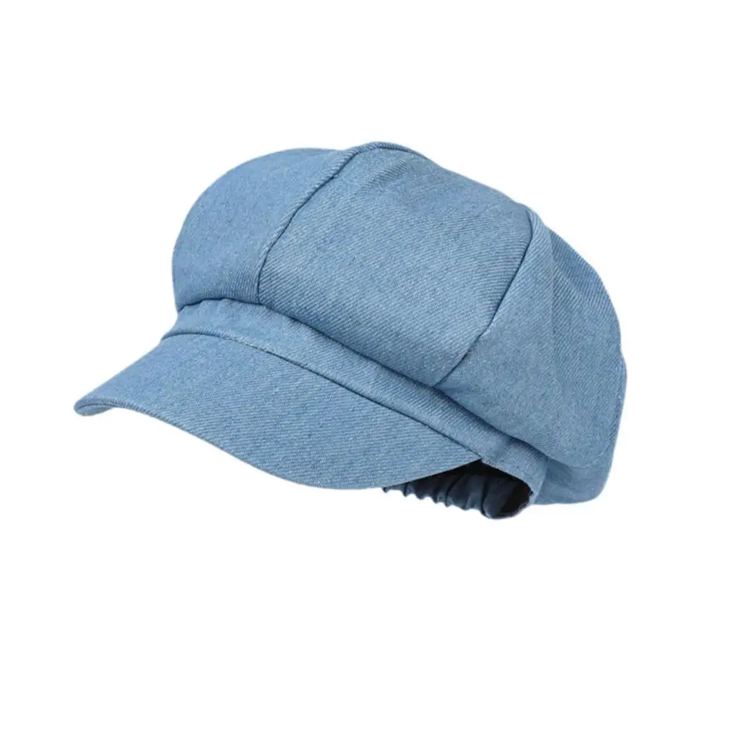 Women Newsboy Cap Slouchy Vintage Fashion Stylish Denim Cabbie Hat Octagonal Cap for Driving Traveling Trip Hiking Shopping