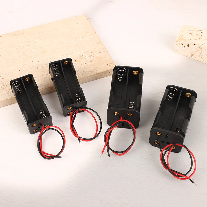 2Pcs AA/AAA Battery Holder 6V For 4 X AA Batteries Black Plastic Storage Box AAA Battery Case Dual Layers With Wire Lead image 5
