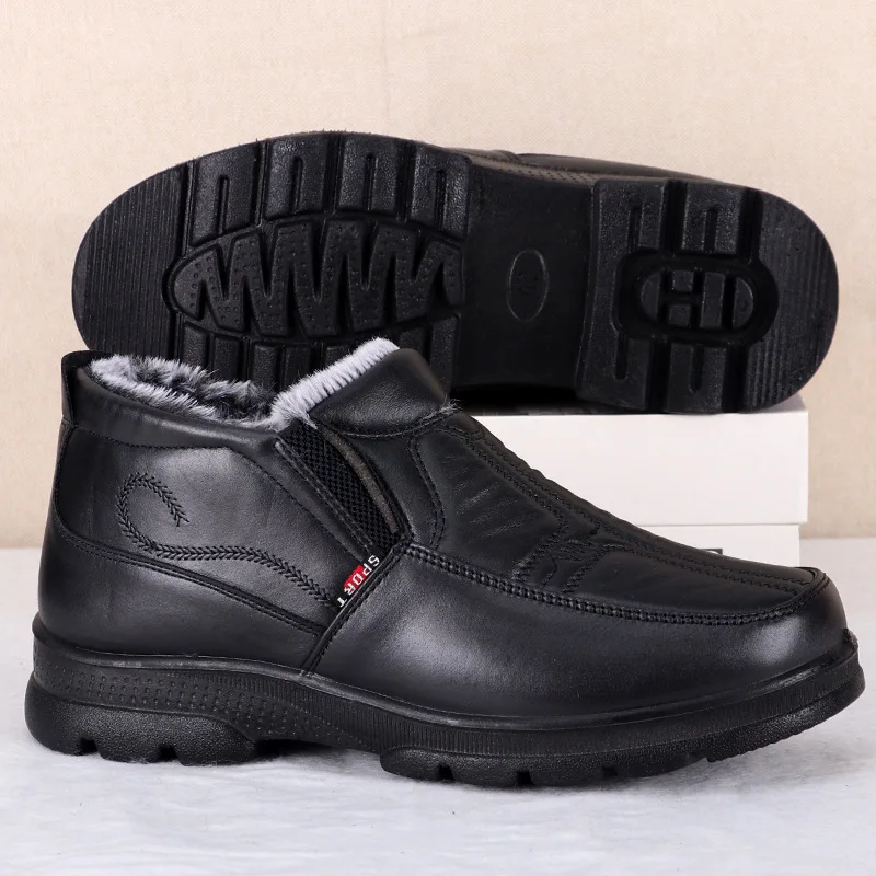 Herren Dicke Plüsch-Antirutsch-Warme Schneestiefel, Leicht An- und Auszuziehen, Formelle Winterschuhe für Herren – Detail 3