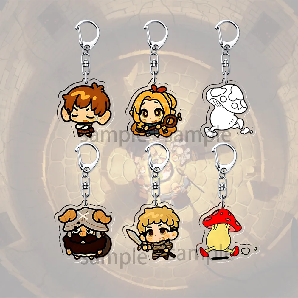 Cartoon Delicious In Dungeon Anime Peripherals Key Chain Cute Q Version Marcille Walking Mushroom Acrylic Backpack Pendant