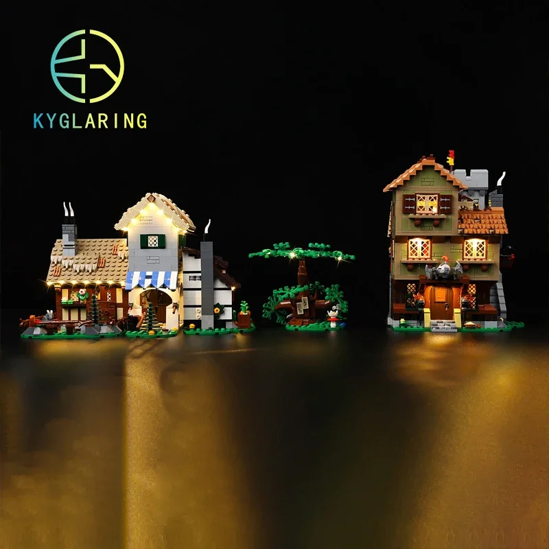Kit de Iluminação LED Kyglaring, Modelo Medieval Town Square, Conjunto de Luzes, Não Inclui o Modelo, 10332