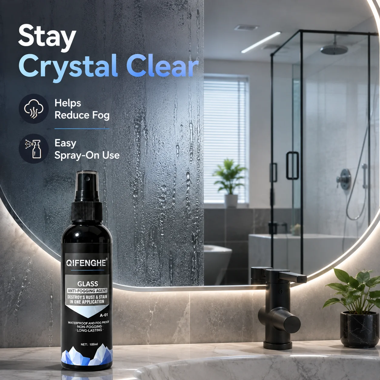 Car Glass Anti Fog Spray 100ml Windshield Window Mirror Cleaner Fog Proof Water Repellent Hydrophobic Coating