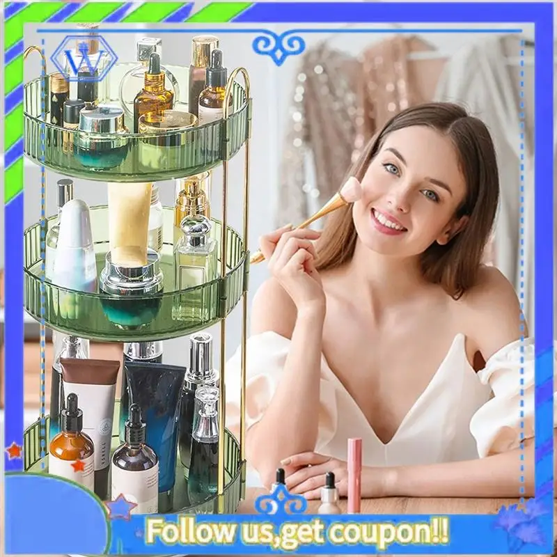 

High-Capacity Makeup Organizer 360° Rotation Make Up Organizer Box Cosmetic Organizer Dark Green